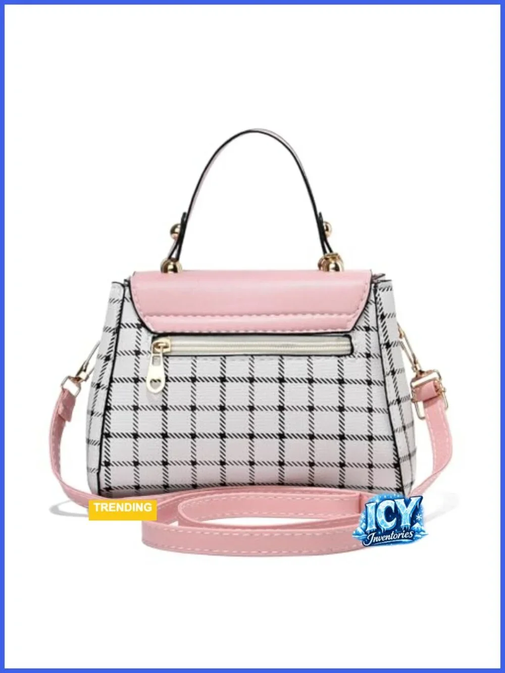 Women's Plaid Satchel Crossbody Bag - Adjustable Shoulder Strap, Lightweight